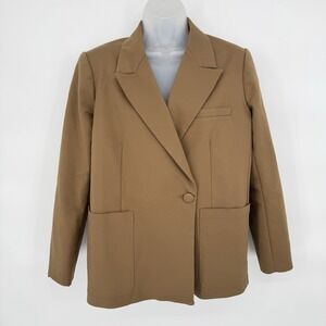 Good American Sz 1/Small Brown Single Breasted Blazer Oversized Career Jacket